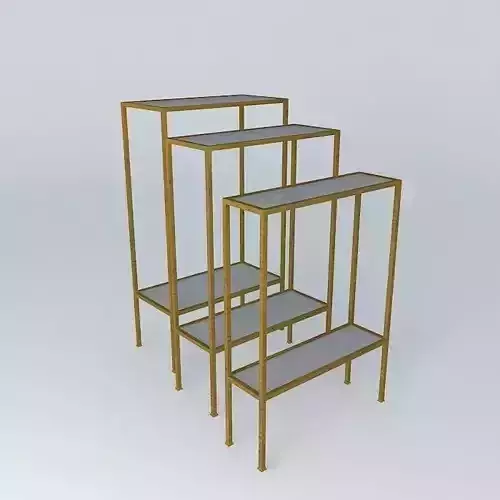 Gold Leaf Shelf Table with Mirror