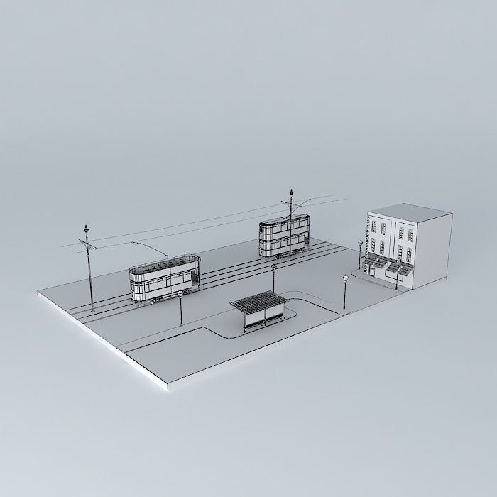 Lady and the Tram Free 3D model_4