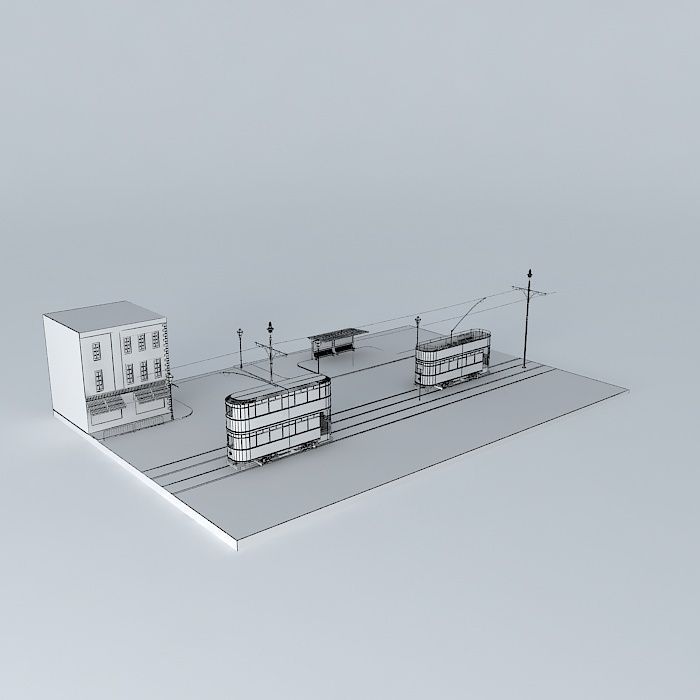 Lady and the Tram Free 3D model_3