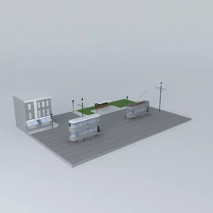 Lady and the Tram Free 3D model_0