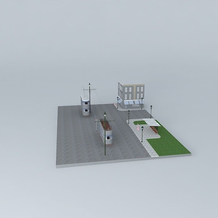 Lady and the Tram Free 3D model_2