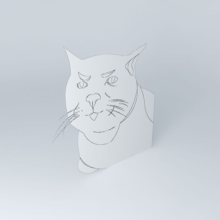 Serious cat Free 3D model_3