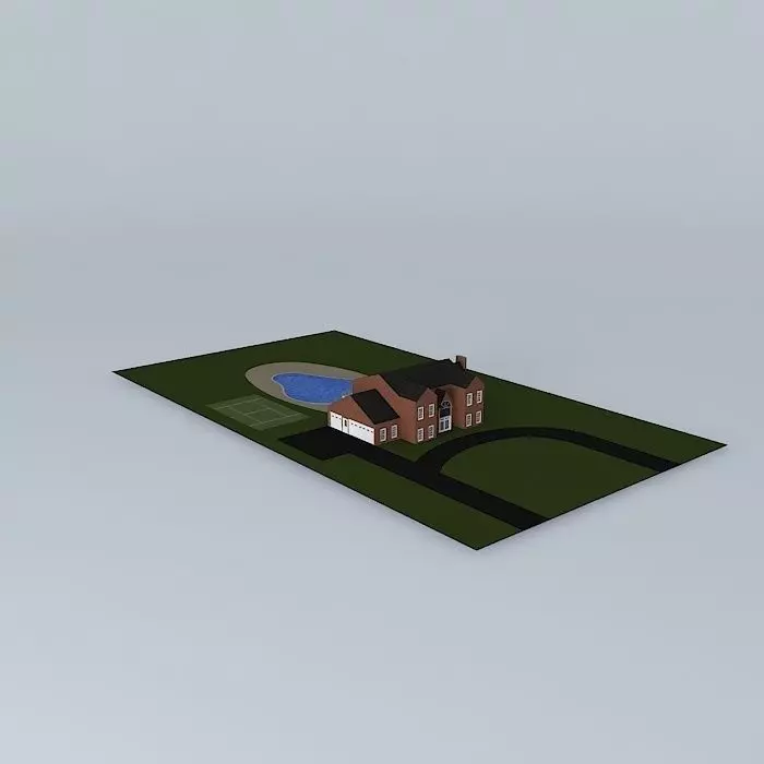 LARGE HOUSE WITH POOL AND TENNIS COURT Free 3D model