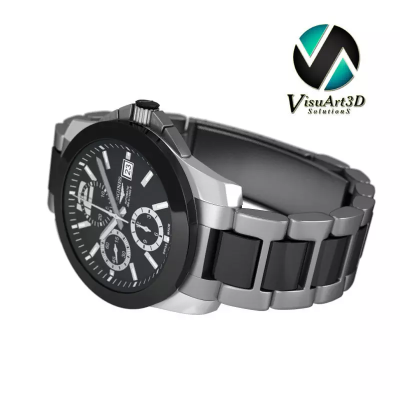 Watch Longines Conquest chronograph 3D model_0