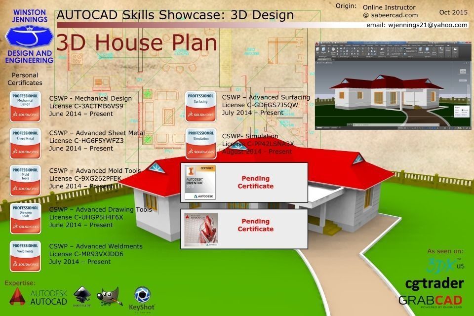 AUTOCAD Skills Showcase - 3D House Plan Free 3D model_1