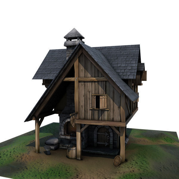 Medieval Building 01 Blacksmith Forge Low-poly 3D model_12