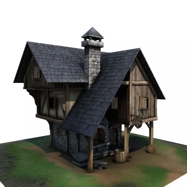 Medieval Building 01 Blacksmith Forge Low-poly 3D model_0