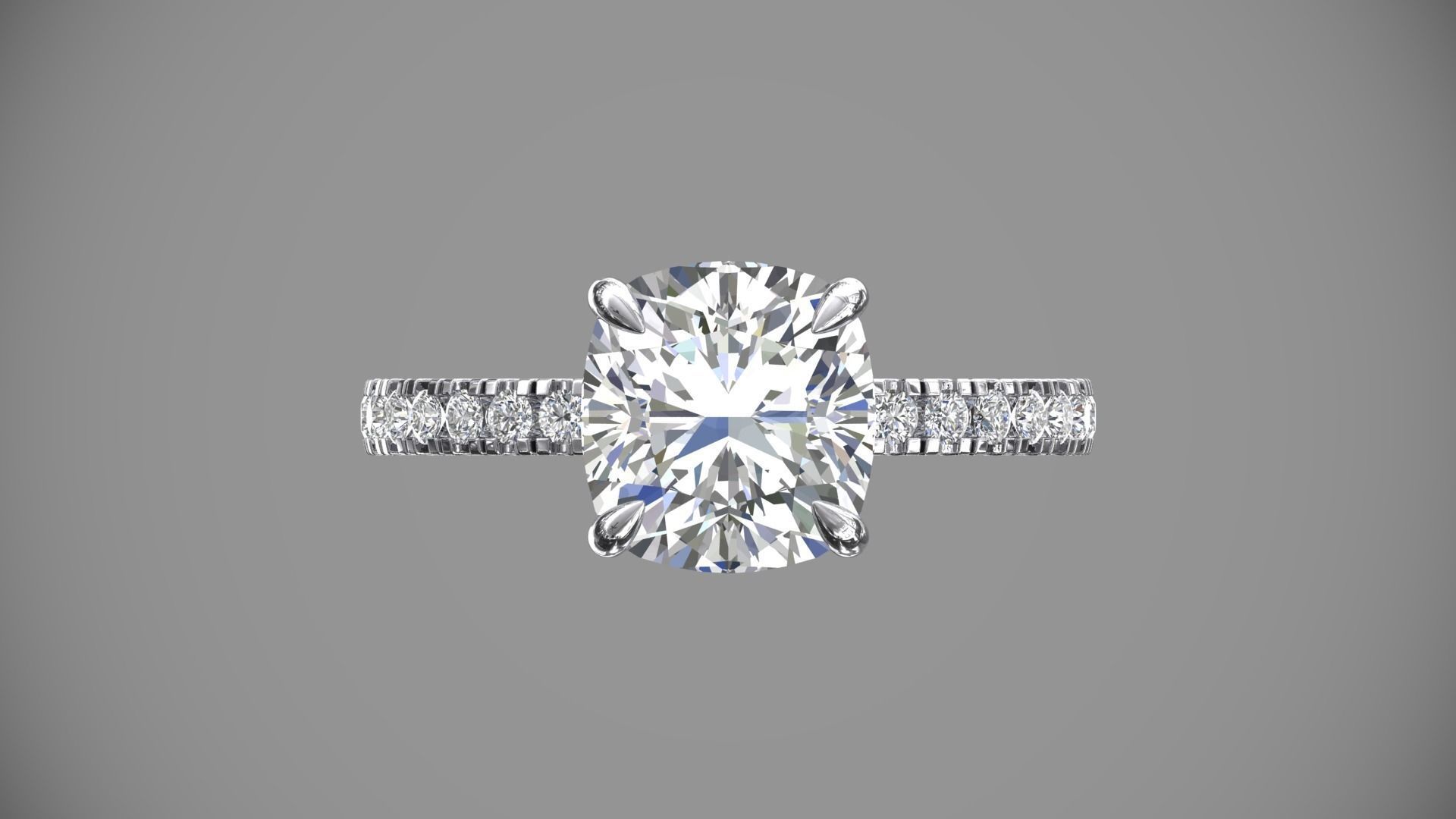 Ring Model solitaire diamond engagement 3D print model_2