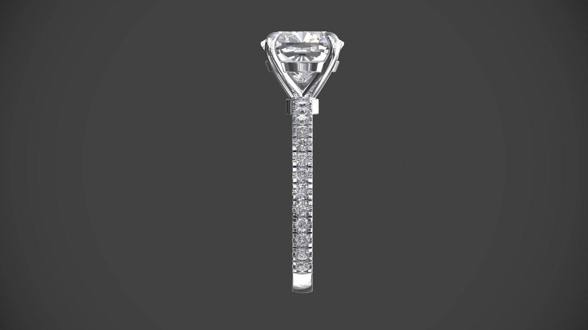 Ring Model solitaire diamond engagement 3D print model_3