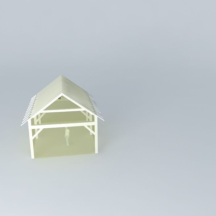 16x24 wooden shed Free 3D model_2