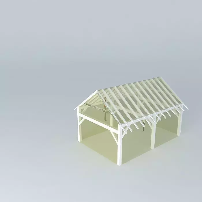 16x24 wooden shed Free 3D model_0