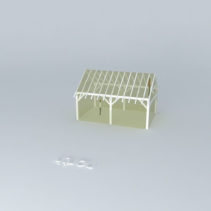 16x24 wooden shed Free 3D model_1