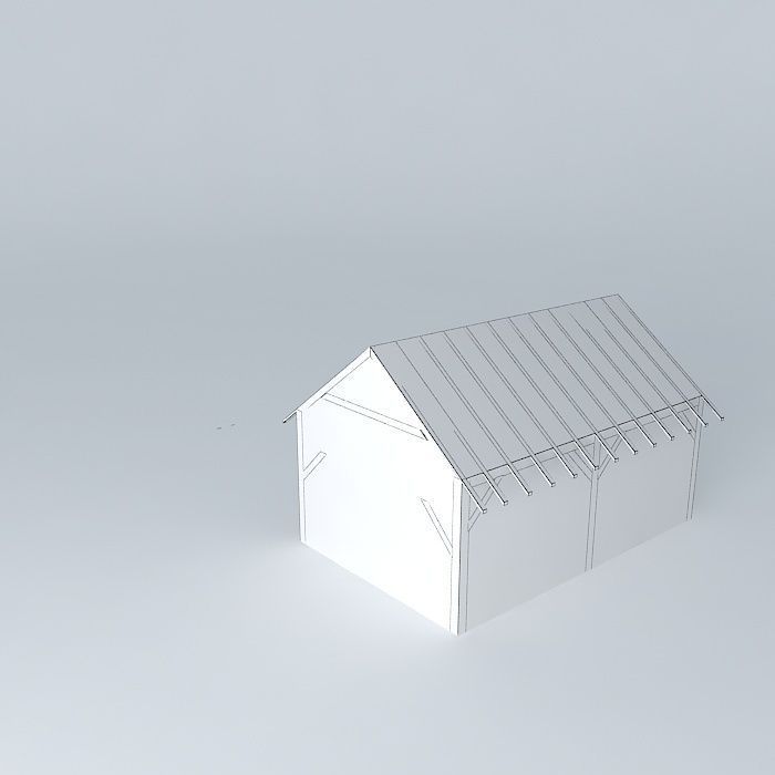 16x24 wooden shed Free 3D model_3