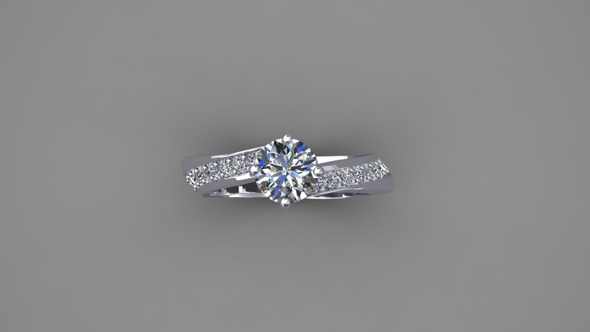 Ring Model diamond engagement 3D print model_3