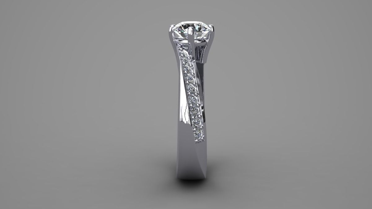 Ring Model diamond engagement 3D print model_1