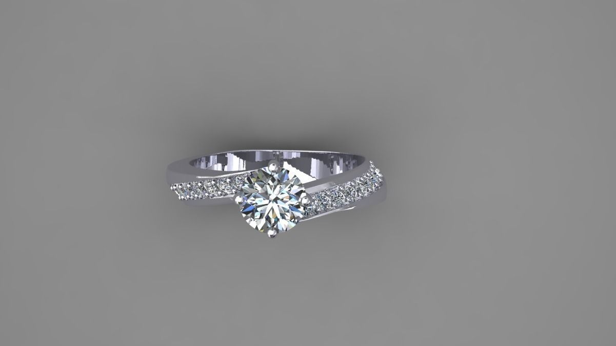 Ring Model diamond engagement 3D print model_2