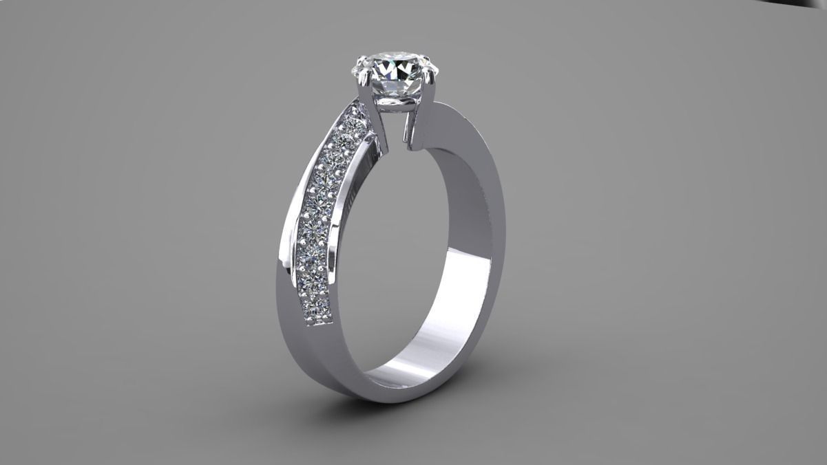Ring Model diamond engagement 3D print model_0
