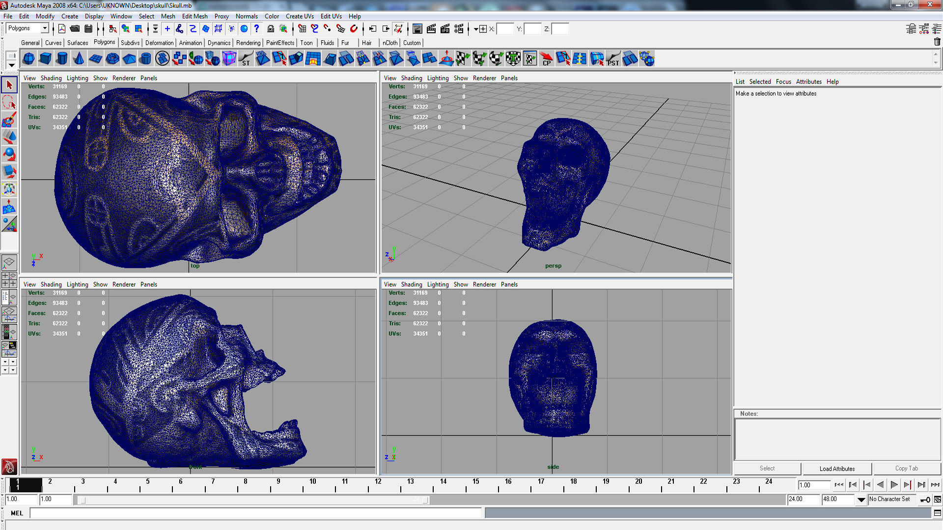 Human Head Skull with Ancient Tribal Tattoo 3D model_5