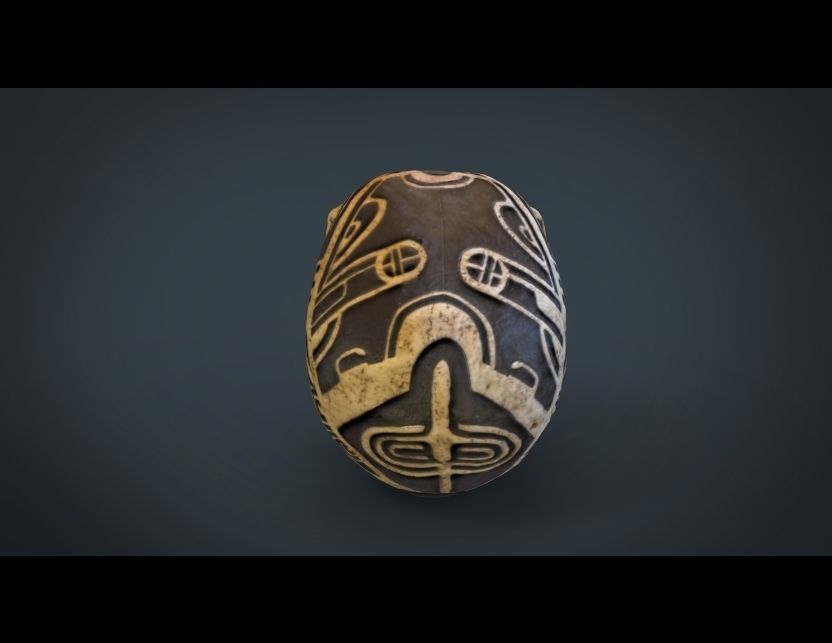 Human Head Skull with Ancient Tribal Tattoo 3D model_7