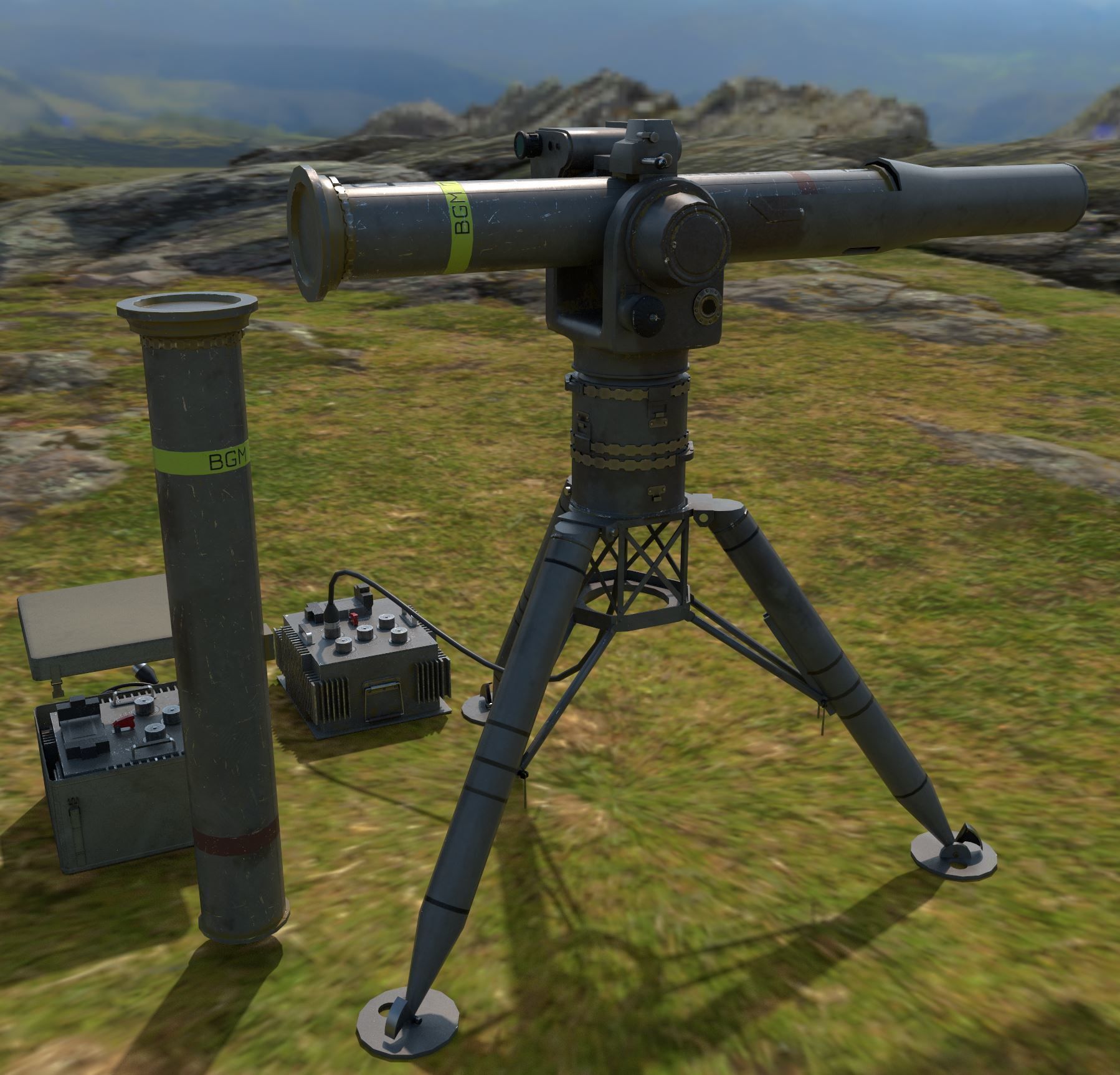 Tow Missile Launcher Low-poly 3D model_1