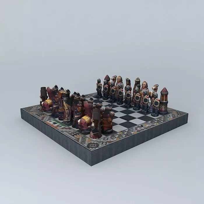 Chessboard chess board with figurines Free 3D model