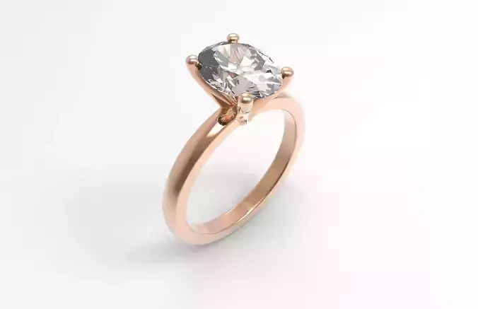 Ring Model oval solitaire engagement in rose gold