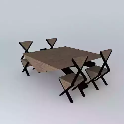 Table and chairs X-shaped