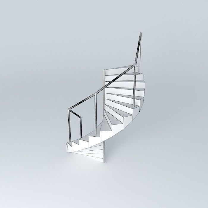 Spiral staircase metal white Free 3D model_3