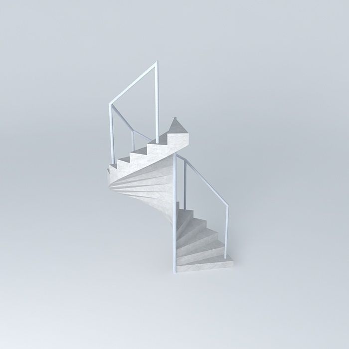 Spiral staircase metal white Free 3D model_2