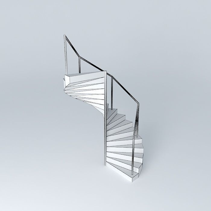 Spiral staircase metal white Free 3D model_4