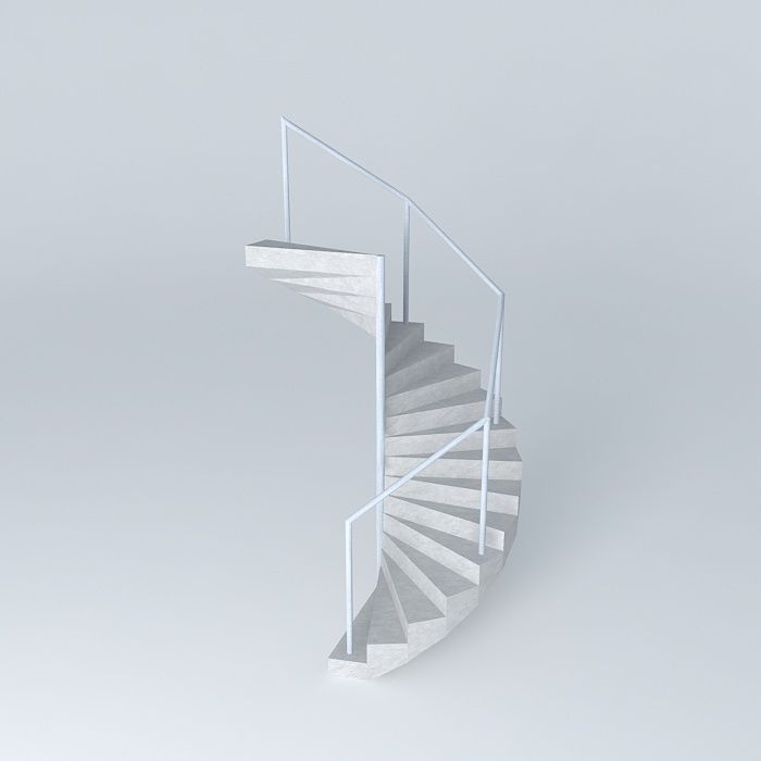 Spiral staircase metal white Free 3D model_1