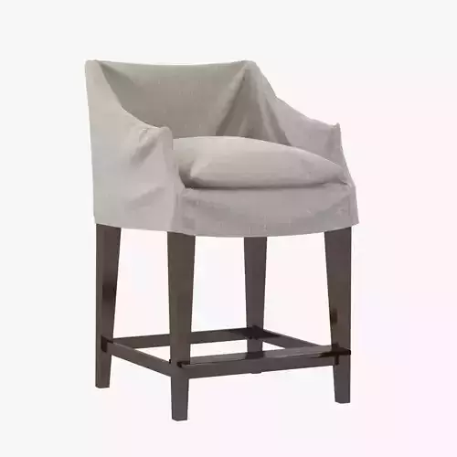 Slipcovered Campaign Bar Stool