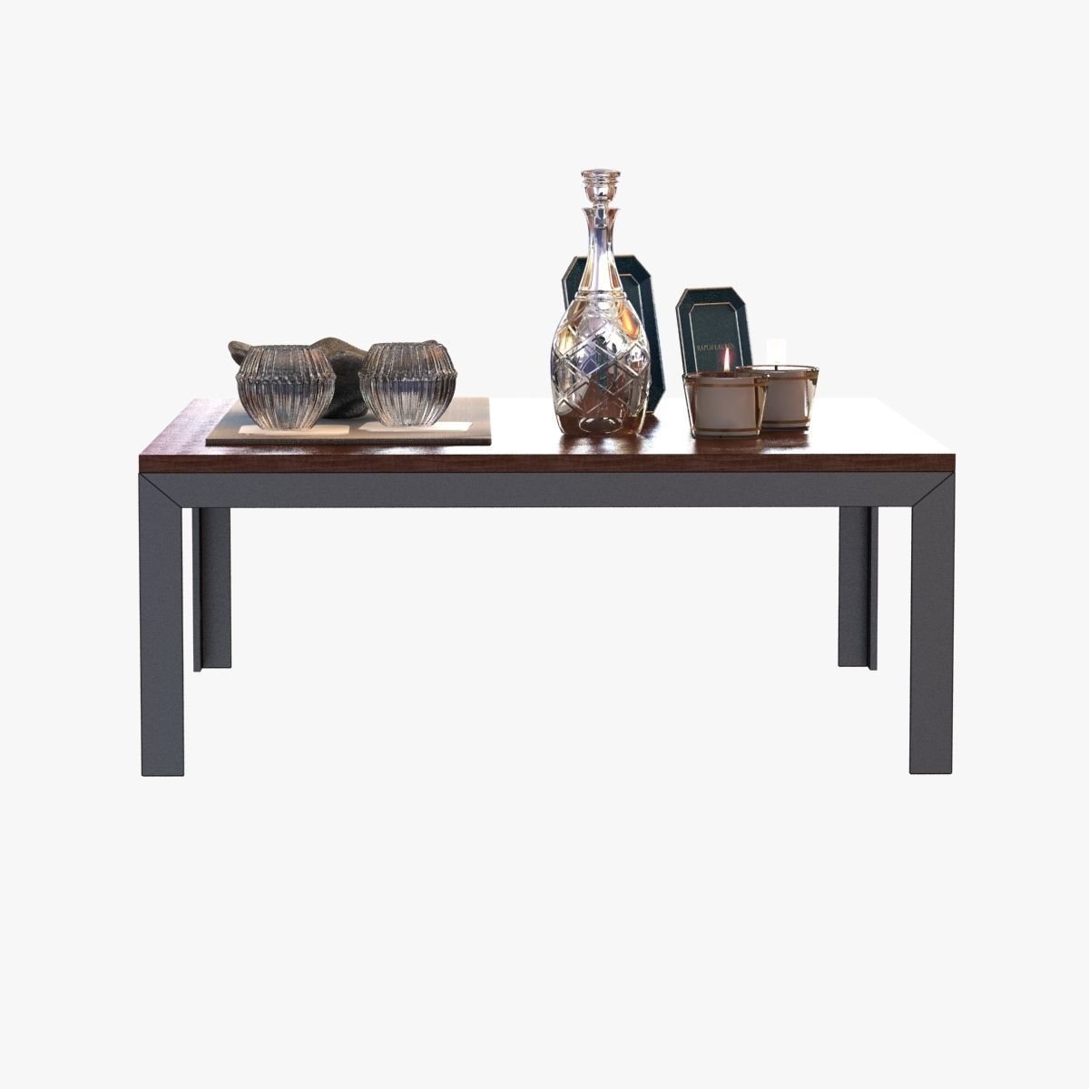 Coffee table with decor 3D model_4