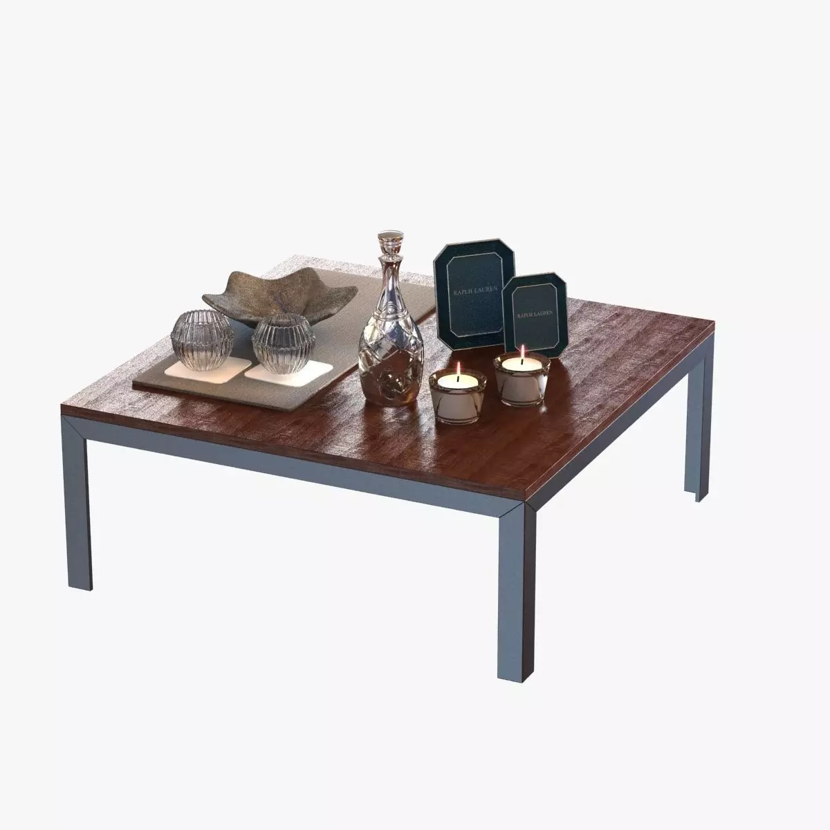 Coffee table with decor 3D model_0