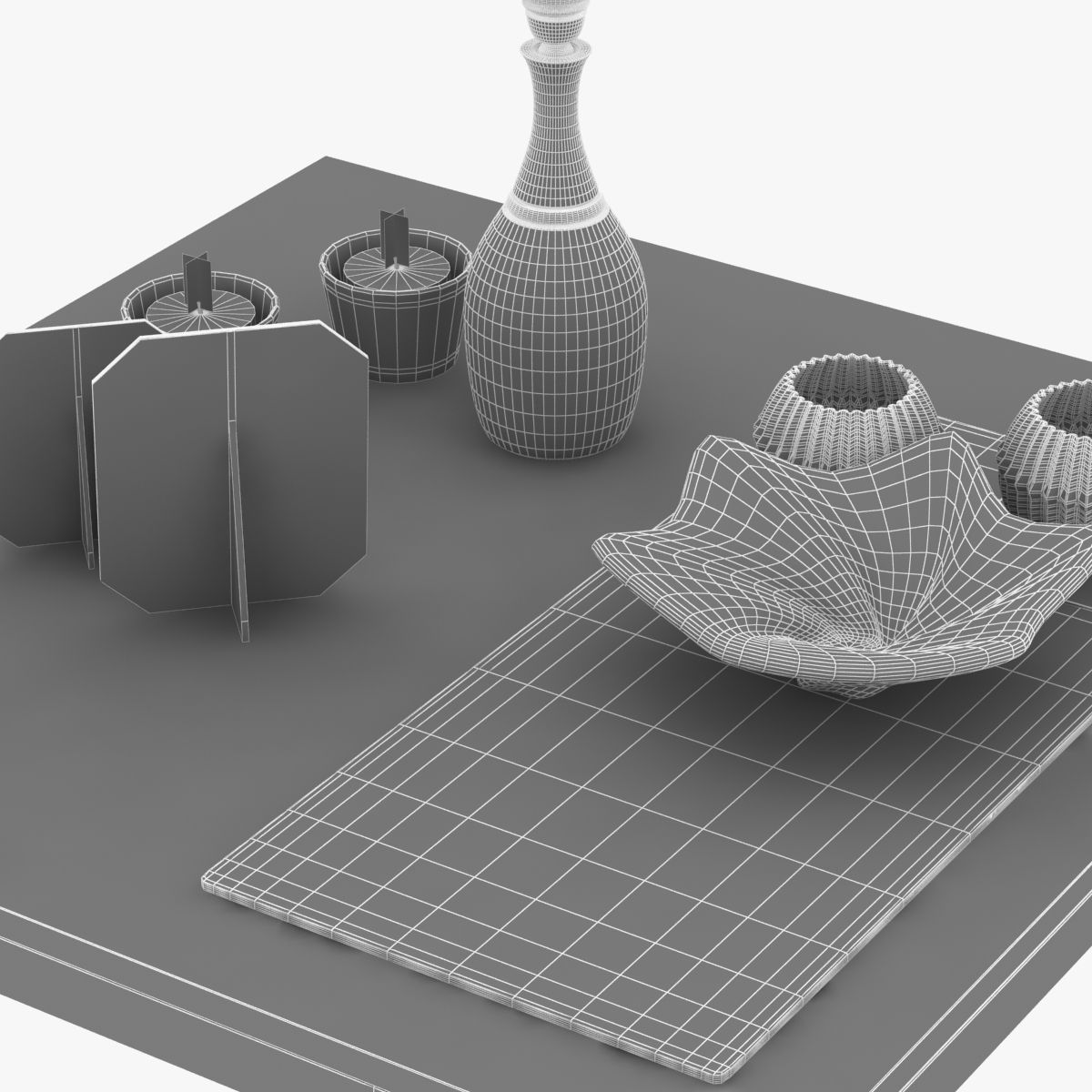Coffee table with decor 3D model_8