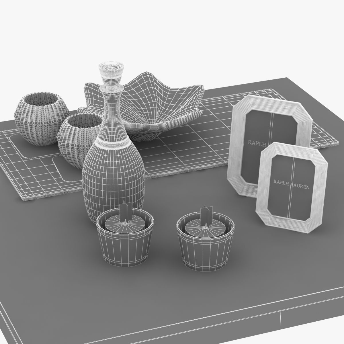 Coffee table with decor 3D model_7