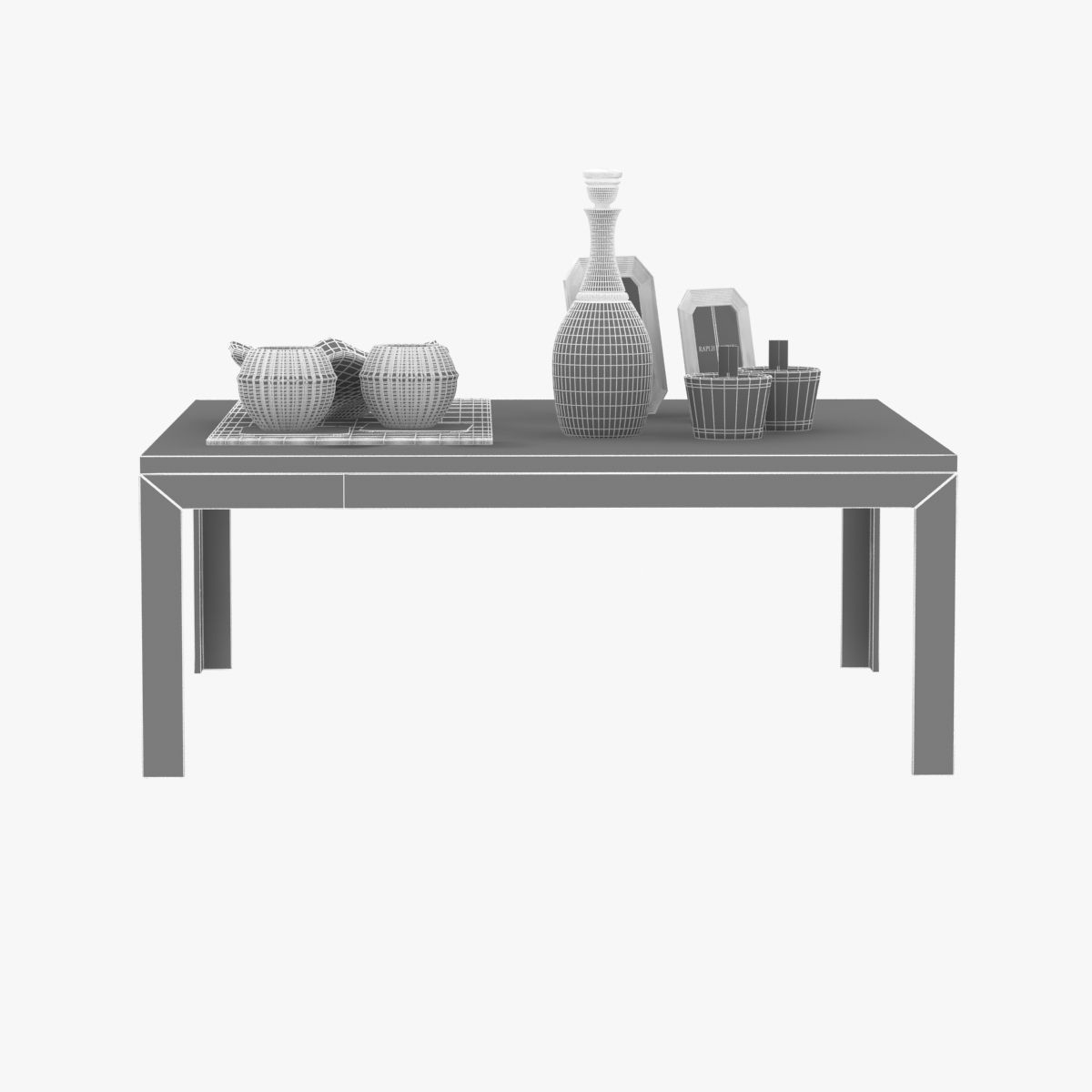 Coffee table with decor 3D model_1