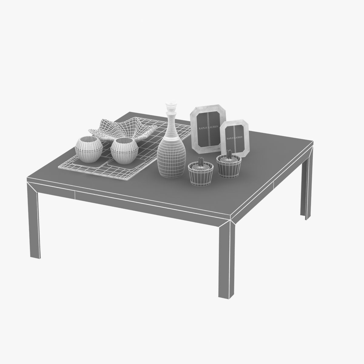 Coffee table with decor 3D model_6