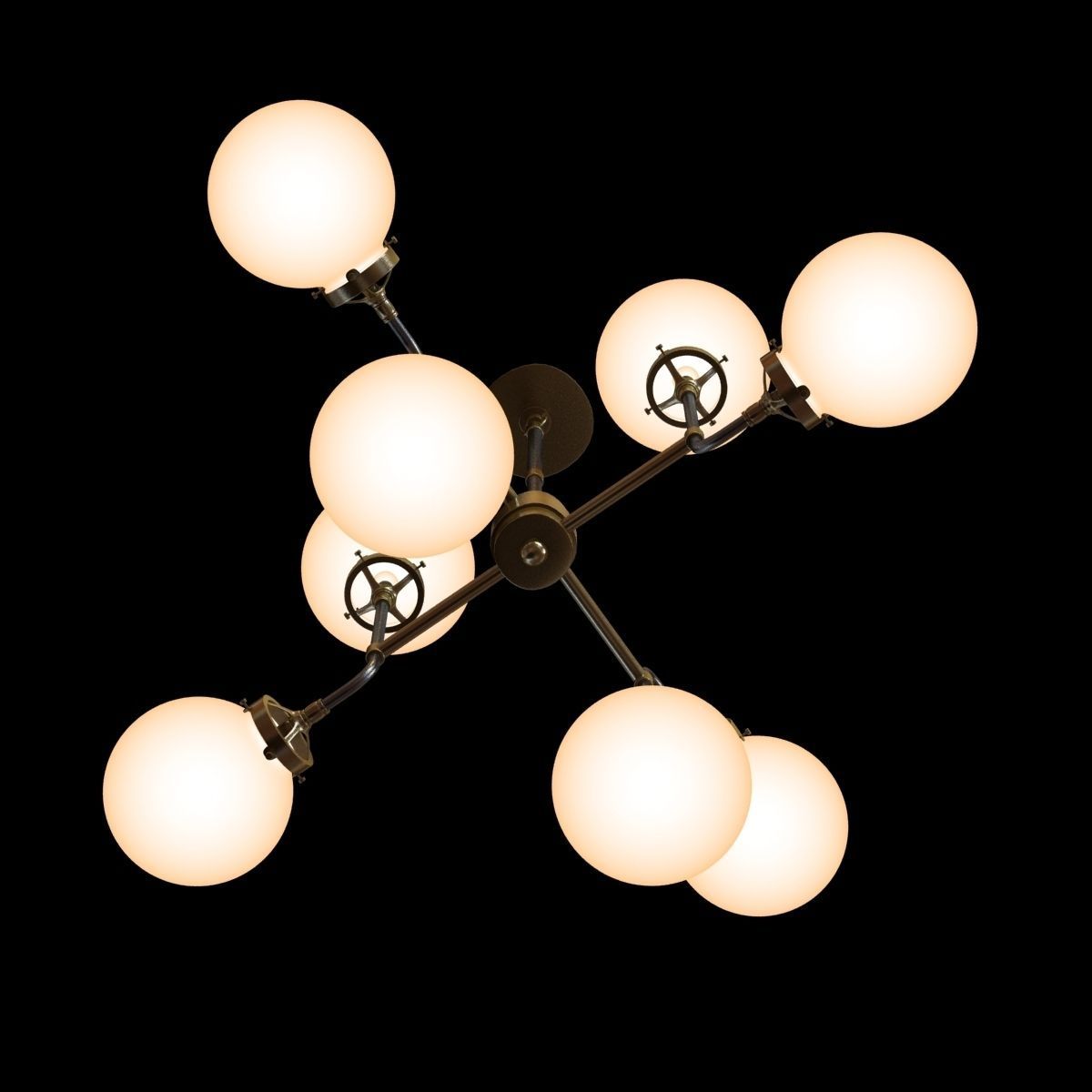 Restoration Hardware BISTRO GLOBE MILK GLASS 8-LIGHT CHANDELIER 3D model_4