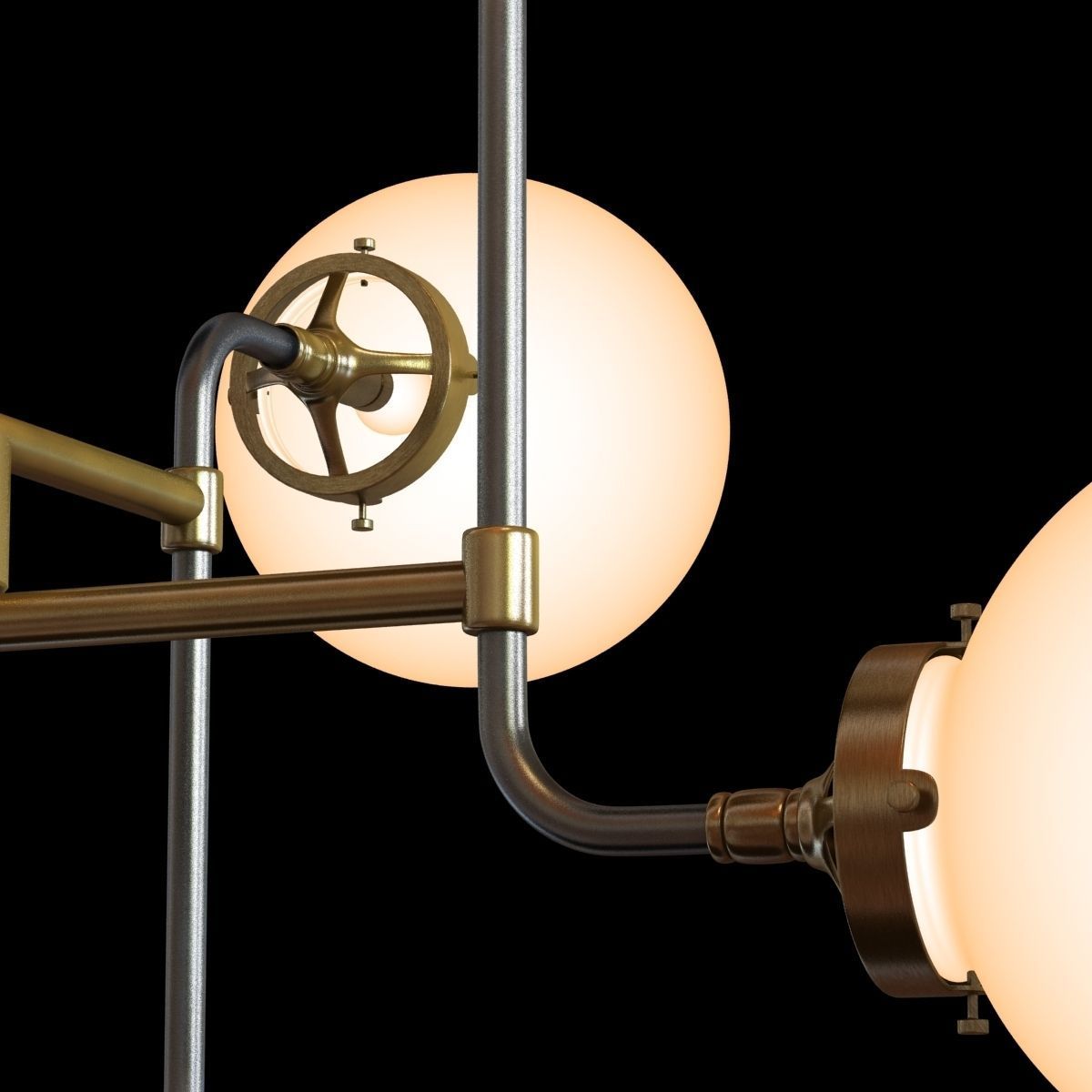 Restoration Hardware BISTRO GLOBE MILK GLASS 8-LIGHT CHANDELIER 3D model_5