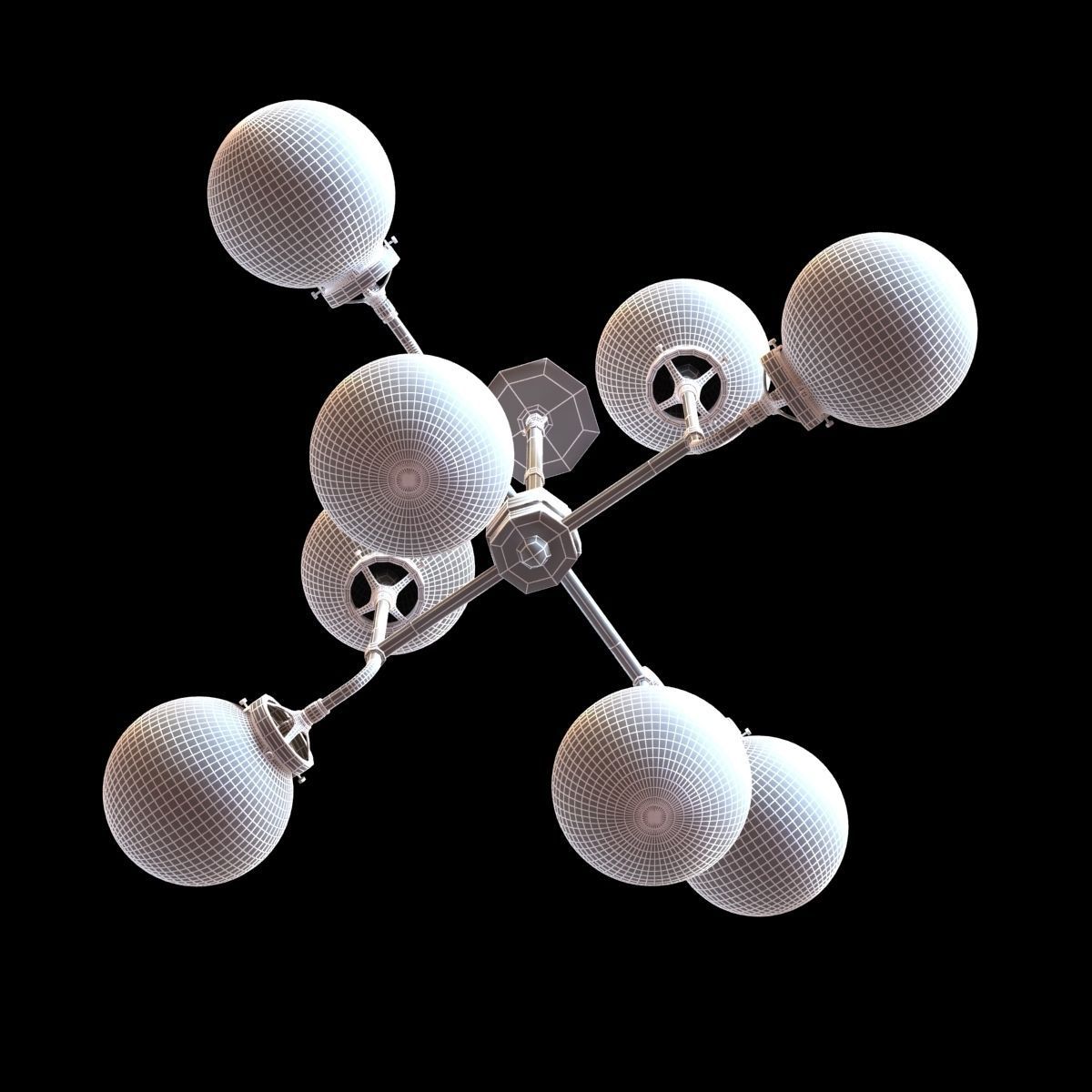 Restoration Hardware BISTRO GLOBE MILK GLASS 8-LIGHT CHANDELIER 3D model_8