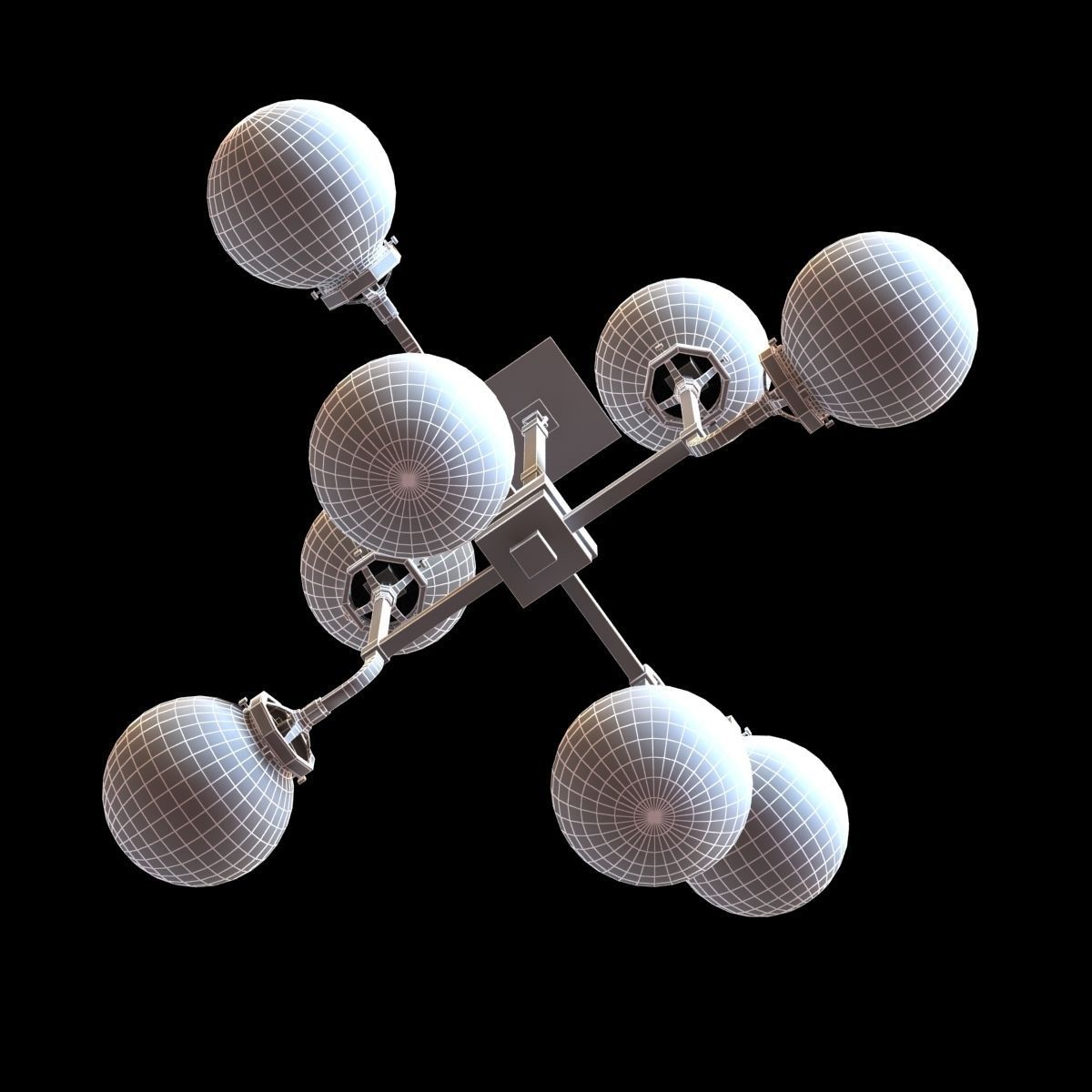 Restoration Hardware BISTRO GLOBE MILK GLASS 8-LIGHT CHANDELIER 3D model_2