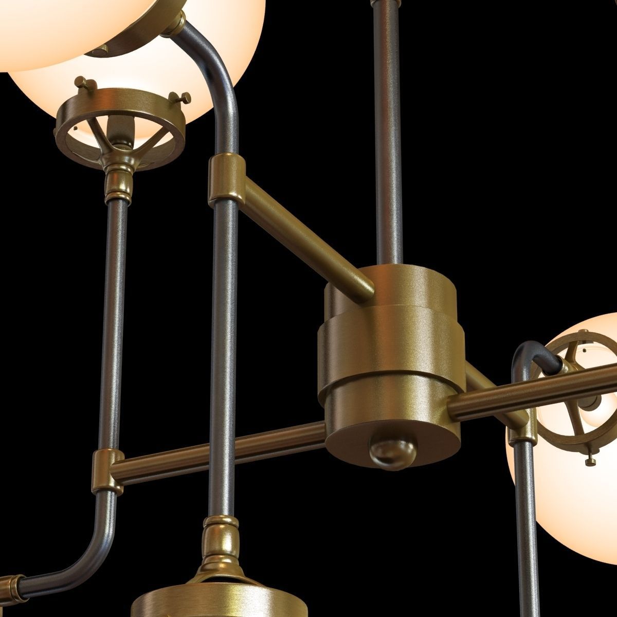 Restoration Hardware BISTRO GLOBE MILK GLASS 8-LIGHT CHANDELIER 3D model_3