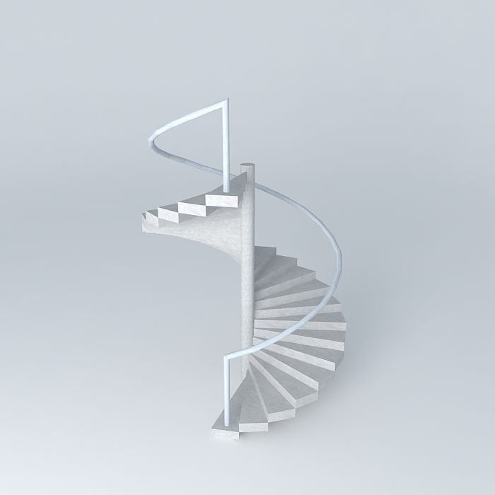 Spiral white stairs Free 3D model_1