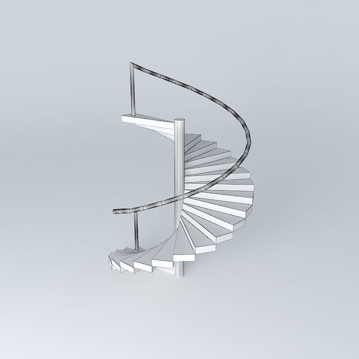 Spiral white stairs Free 3D model_3