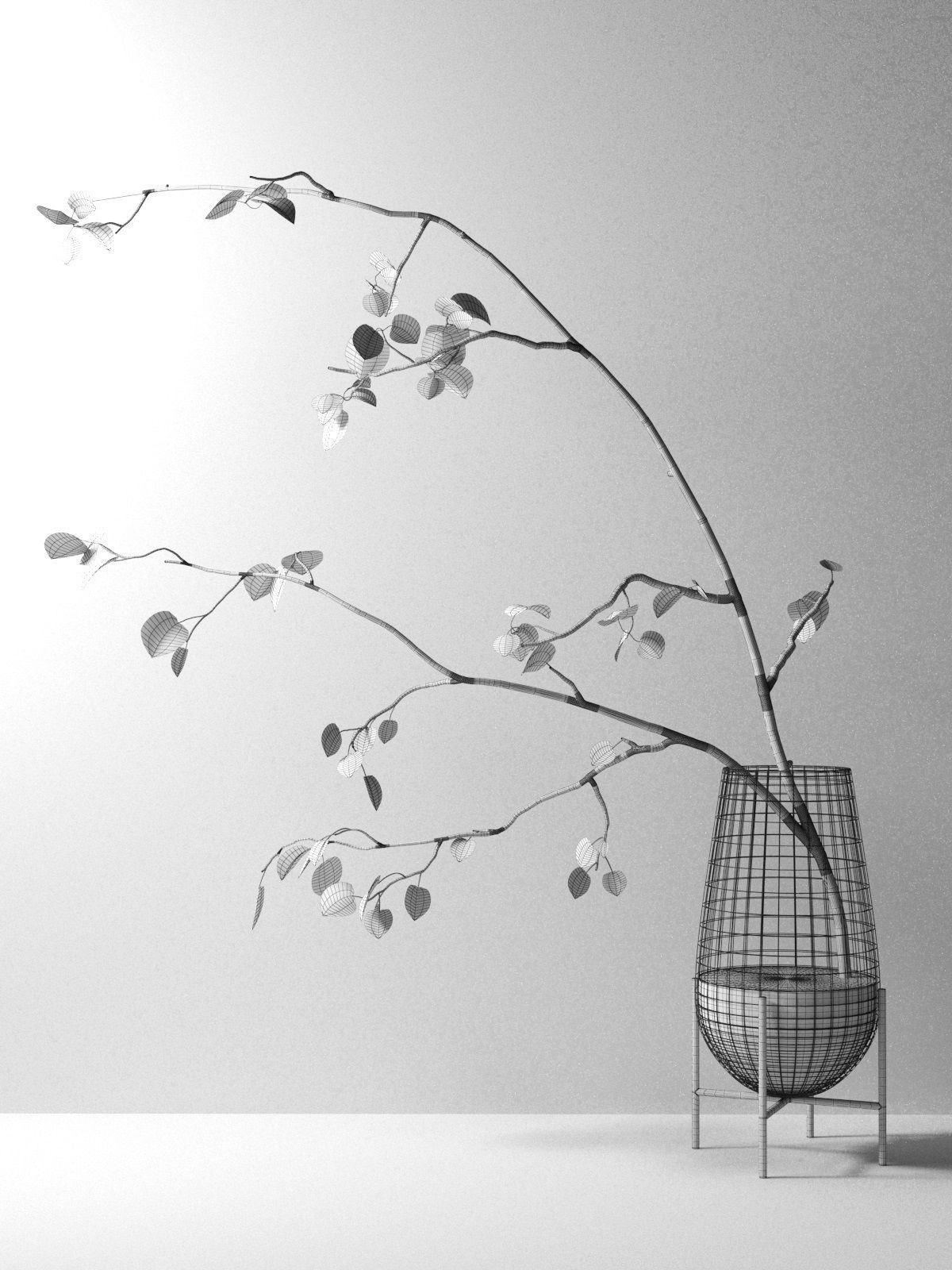 Echasse Vase with Branch 3D model_3