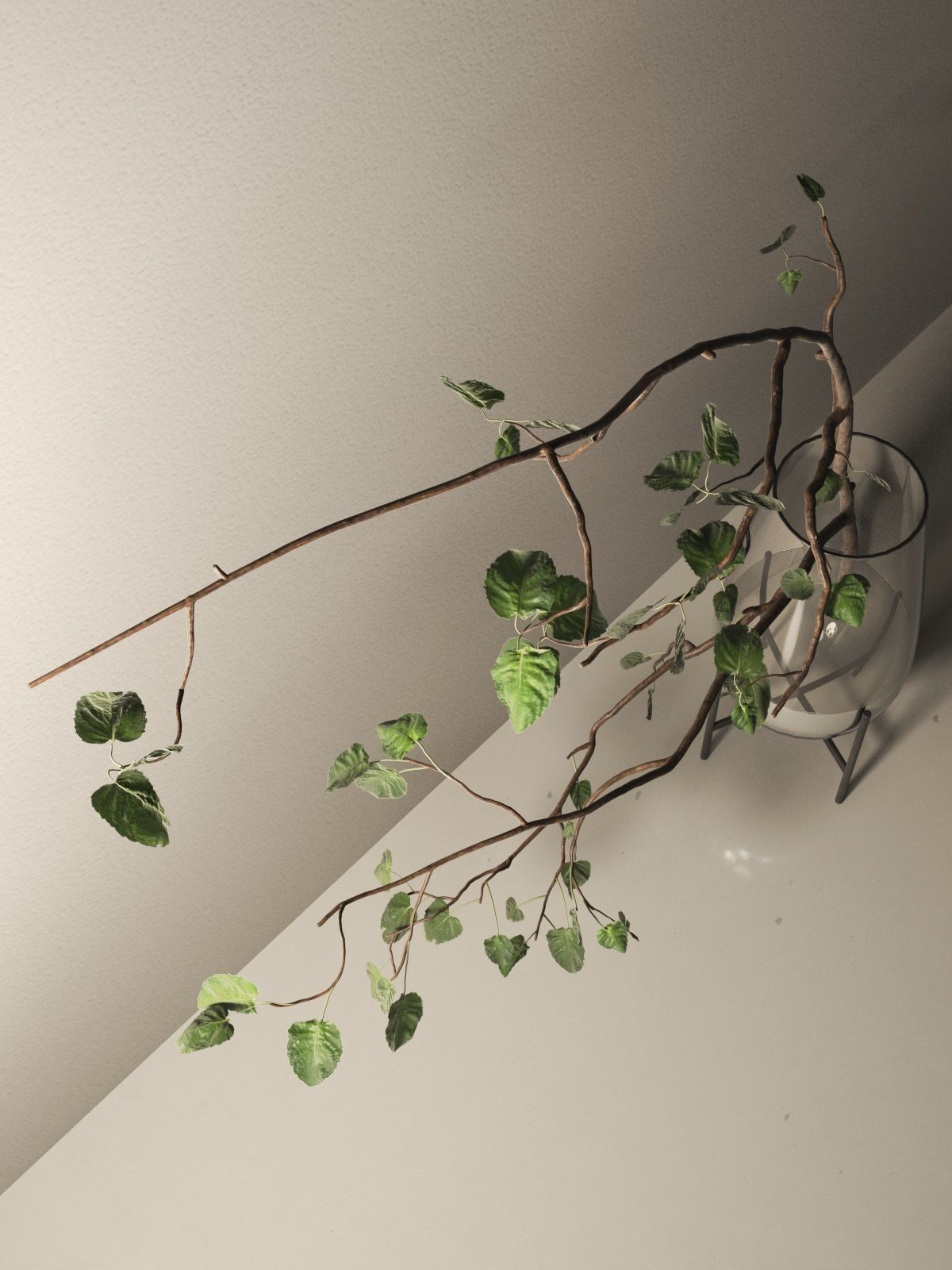 Echasse Vase with Branch 3D model_2