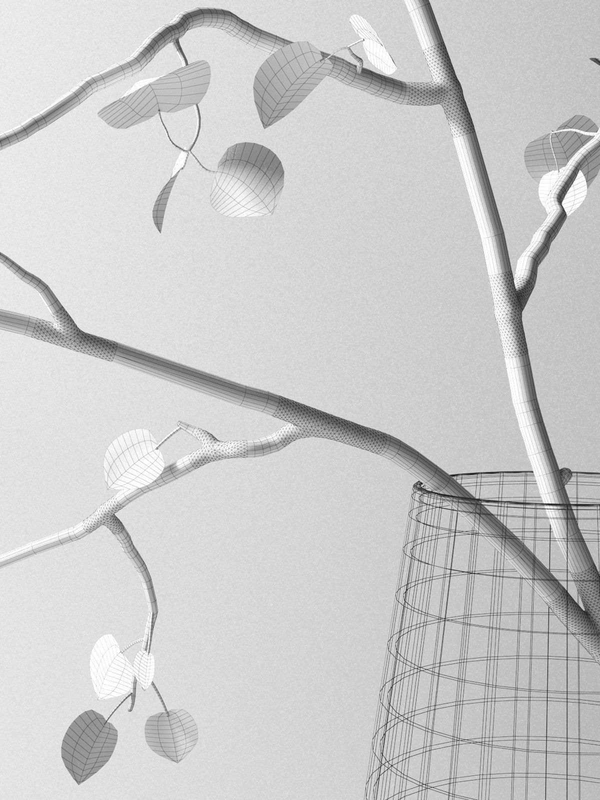 Echasse Vase with Branch 3D model_4