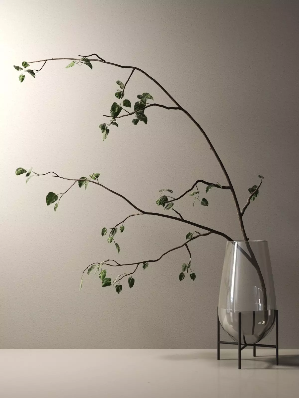 Echasse Vase with Branch 3D model_0