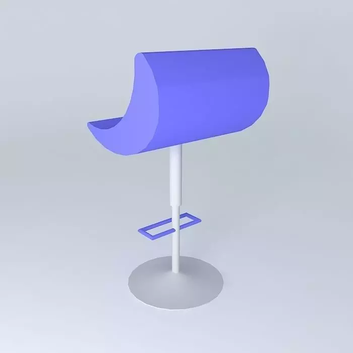 Stool with a foot iron and blue plastic seat Free 3D model